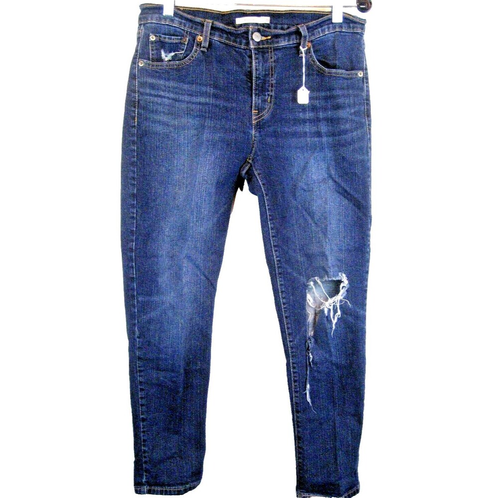 Womens Levi's Distressed Blue Cotton Denim Boyfriend Jeans sz 29x26x8r